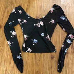 Floral low v cut XS garage shirt